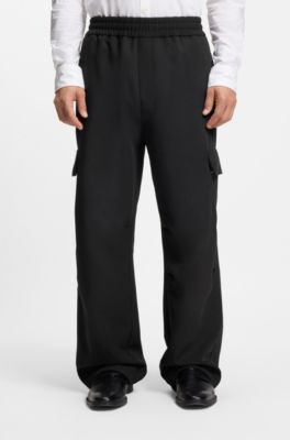 Pantalon Relaxed &agrave; poches cargo, Noir