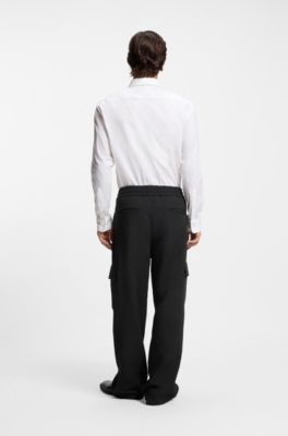 Pantalon Relaxed &agrave; poches cargo, Noir