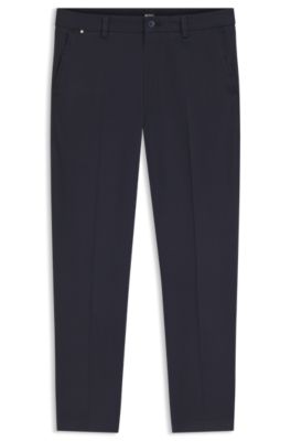 Pantalones modern fit en sarga de algod&oacute;n el&aacute;stica, Azul oscuro
