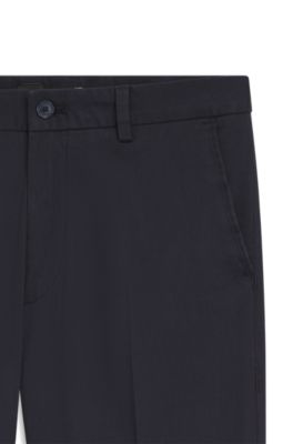 Pantalones modern fit en sarga de algod&oacute;n el&aacute;stica, Azul oscuro