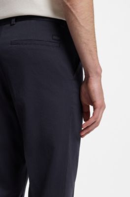 Pantalones modern fit en sarga de algod&oacute;n el&aacute;stica, Azul oscuro