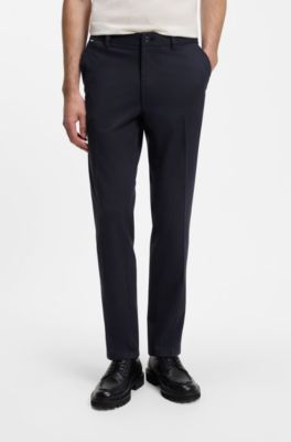 Pantalones modern fit en sarga de algod&oacute;n el&aacute;stica, Azul oscuro
