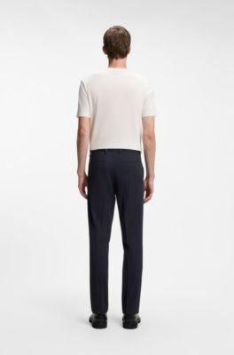 Pantalones modern fit en sarga de algod&oacute;n el&aacute;stica, Azul oscuro