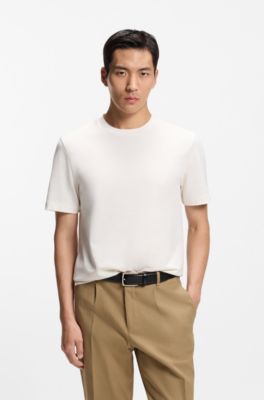 Camiseta de algod&oacute;n con estructura de burbujas, Blanco