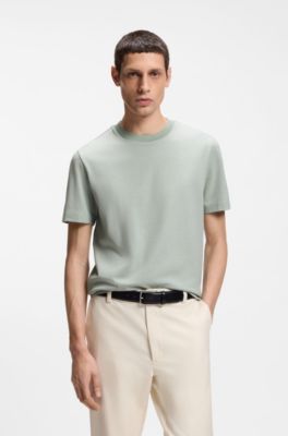 Bubble-structure T-shirt in cotton, Light Green