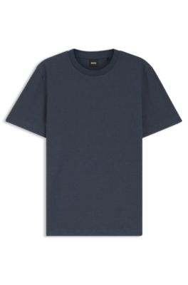 Bubble-structure T-shirt in cotton, Dark Blue
