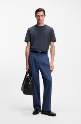 Bubble-structure T-shirt in cotton, Dark Blue