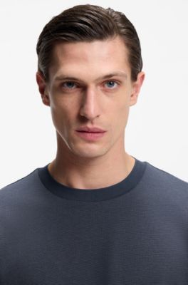 Bubble-structure T-shirt in cotton, Dark Blue