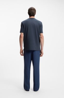 Bubble-structure T-shirt in cotton, Dark Blue