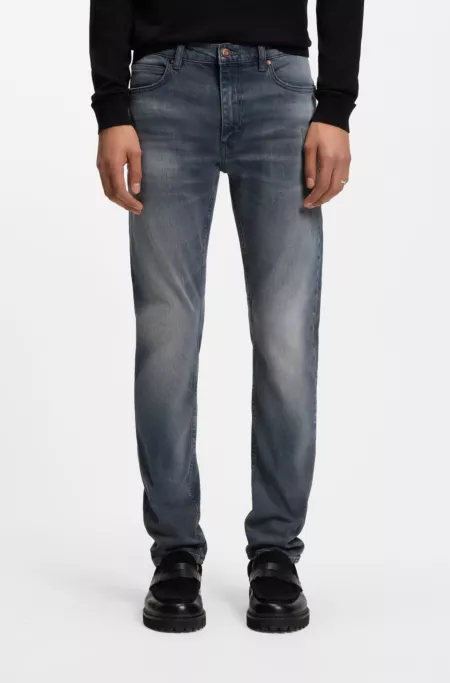 Ash-blue extra-slim-fit jeans in stretch denim
