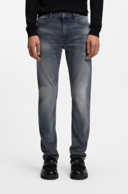 Ash-blue extra-slim-fit jeans in stretch denim, Blue