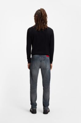 Ash-blue extra-slim-fit jeans in stretch denim, Blue