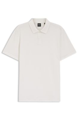Bubble-structure polo shirt in cotton, White