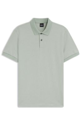Bubble-structure polo shirt in cotton, Light Green