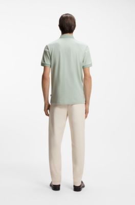 Bubble-structure polo shirt in cotton, Light Green