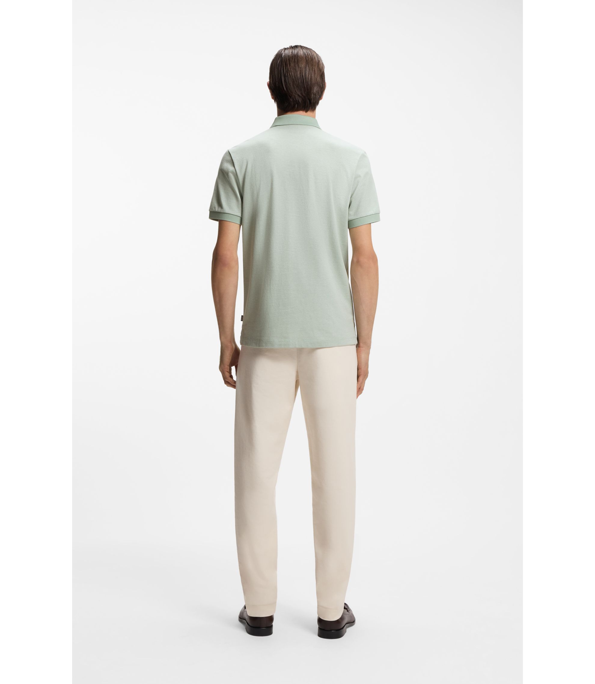 BOSS - Bubble-structure polo shirt in cotton - Light Green