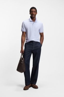 Bubble-structure polo shirt in cotton, Light Purple