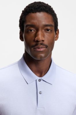Bubble-structure polo shirt in cotton, Light Purple