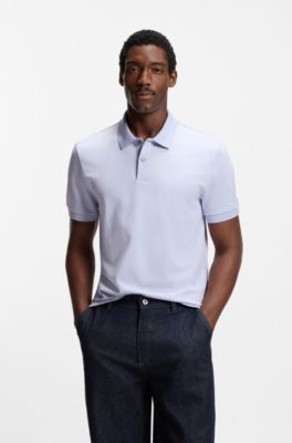 Bubble-structure polo shirt in cotton, Light Purple