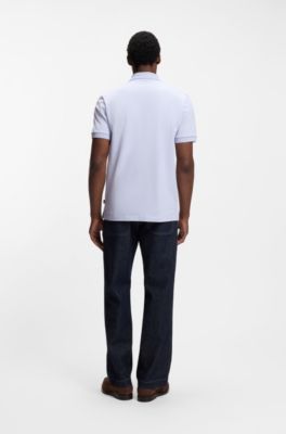 Bubble-structure polo shirt in cotton, Light Purple