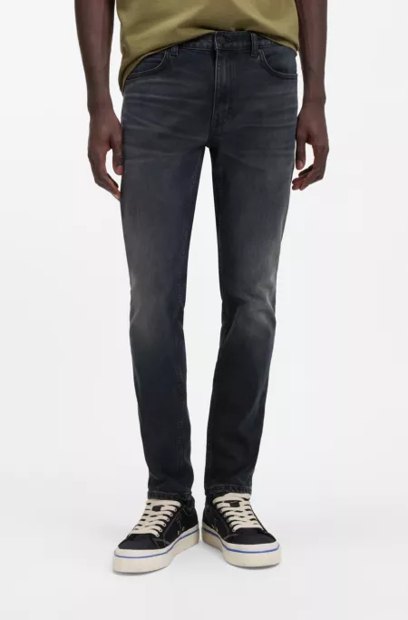 Ash-blue extra-slim-fit jeans in stretch denim
