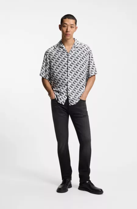 Black slim-fit jeans in stretch denim