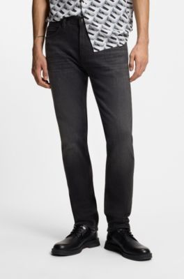 Black slim-fit jeans in stretch denim, Dark Grey