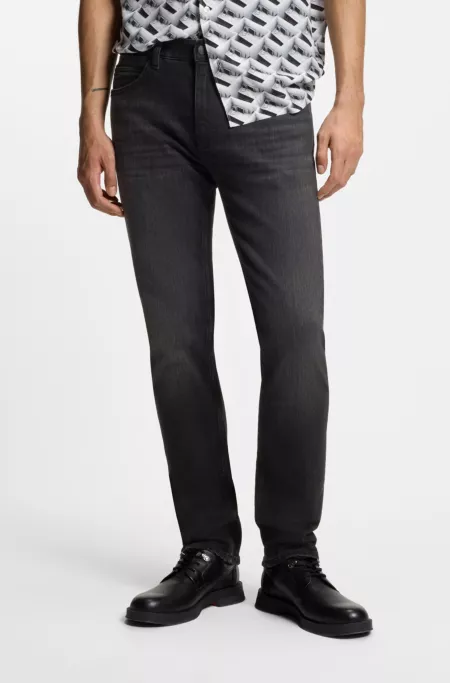 Black slim-fit jeans in stretch denim