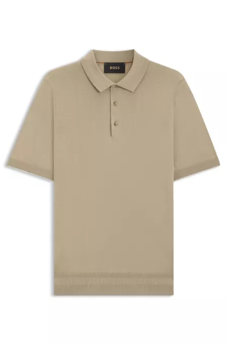 Knit polo shirt in silk and cotton