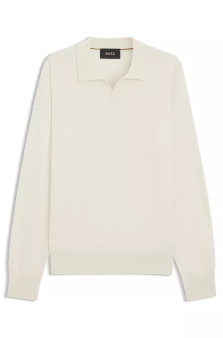 Knitted-silk sweater with Johnny collar
