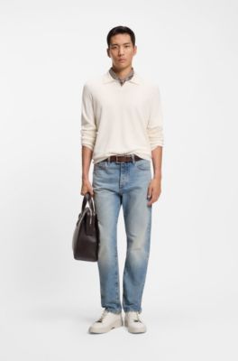 Jersey regular fit en jacquard de punto de seda, Blanco