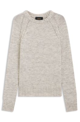 Jersey con efecto tweed en cashmere y lana virgen, Blanco