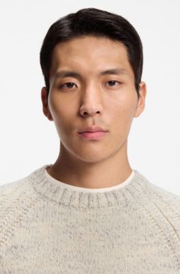 Pull en laine vierge et cachemire imitation tweed, Blanc