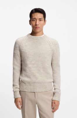 Cashmere-wool sweater with a tweed effect, White
