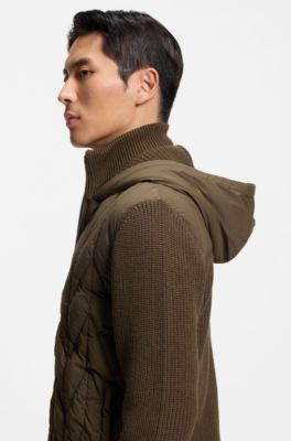 Chaqueta h&iacute;brida con mangas de lana y parte delantera de plum&oacute;n, Cal