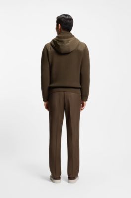 Hybrid jacket with down front and wool sleeves, Light Green