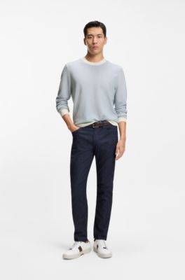 Cotton-silk sweater with knitted structure, White