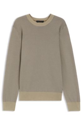 Pull en maille structur&eacute;e de coton et soie, Kaki