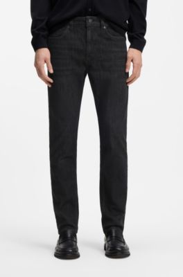 Delaware grey slim-fit jeans in wrinkle-resistant denim, Black