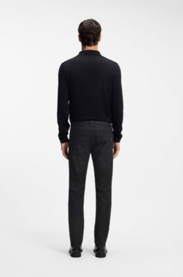 Delaware grey slim-fit jeans in wrinkle-resistant denim, Black