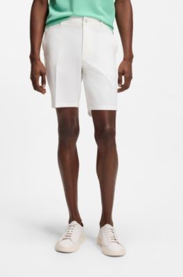 Shorts modern fit de sarga de algod&oacute;n el&aacute;stico, Blanco