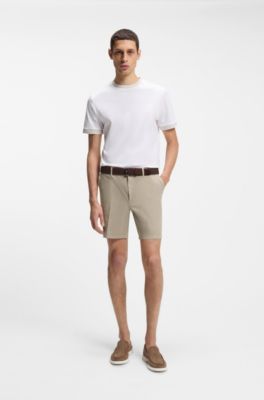 Modern-fit shorts in stretch-cotton twill, Light Beige