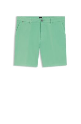 Modern-fit shorts in stretch-cotton twill, Light Green
