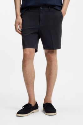 Shorts modern fit de sarga de algod&oacute;n el&aacute;stico, Azul oscuro