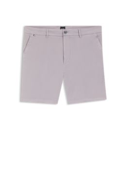 Shorts modern fit de sarga de algod&oacute;n el&aacute;stico, Luz p&uacute;rpura