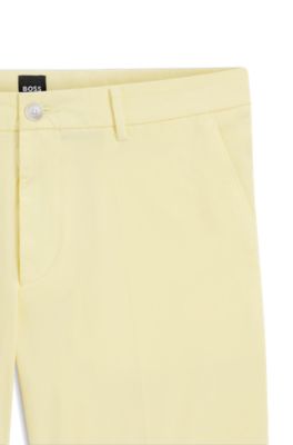 Shorts modern fit de sarga de algod&oacute;n el&aacute;stico, Amarillo claro
