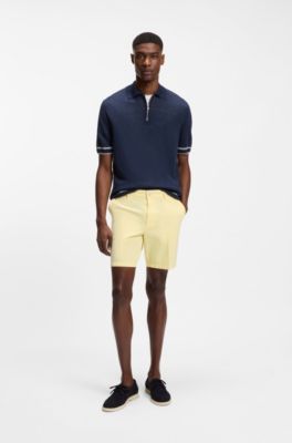 Short moderne en twill de coton stretch, Jaune clair