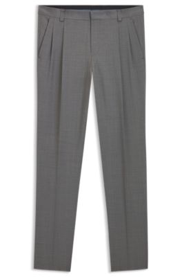 Pantalones extra slim fit en tejido dobby de lana virgen, Gris