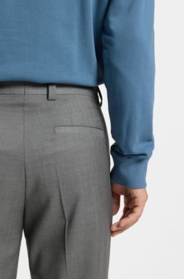 Pantalones extra slim fit en tejido dobby de lana virgen, Gris