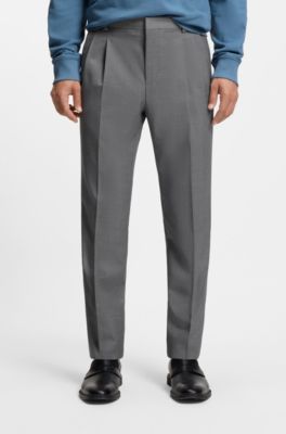 Pantalones extra slim fit en tejido dobby de lana virgen, Gris